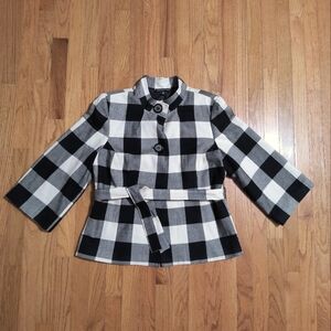 Briggs New York 3/4 sleeve blazer suit jacket,  women's 14, black/white plaid